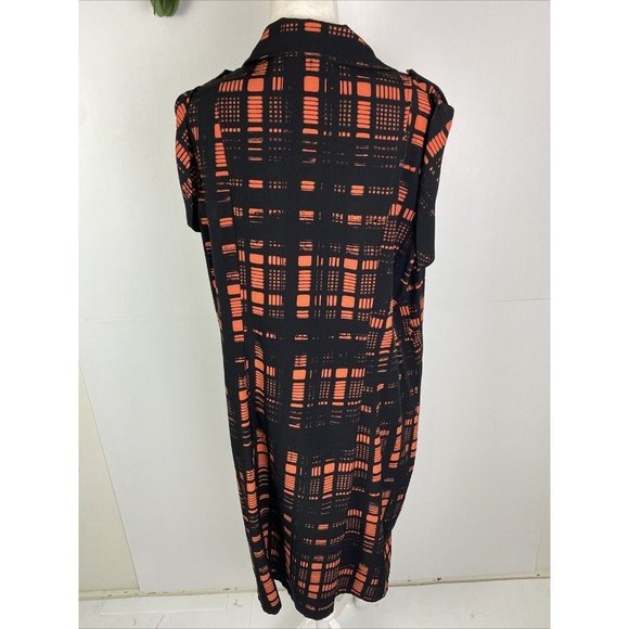 City Chic Size M Women's Tunic Dress Black Orange Geometric Zip up - Picture 6 of 9